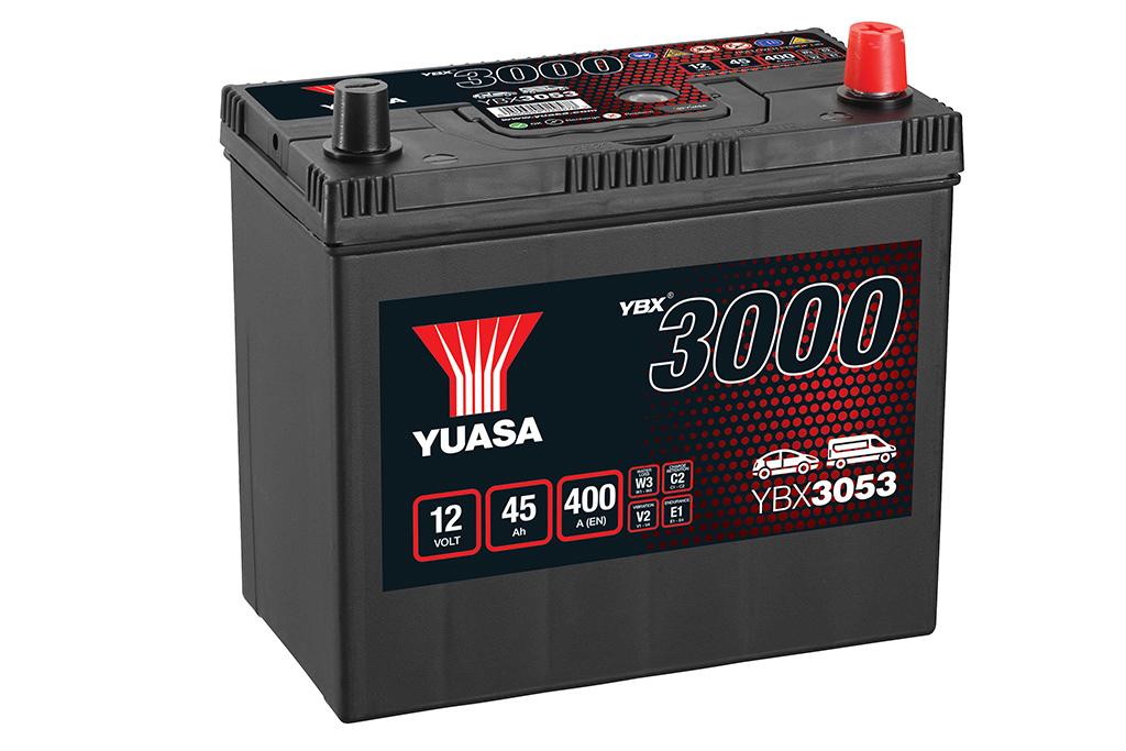 ybx3053 batteria auto yuasa 12volts 45ah 400a positivo destro- lunghezza 238 x larghezza 129 x altezza 225mm