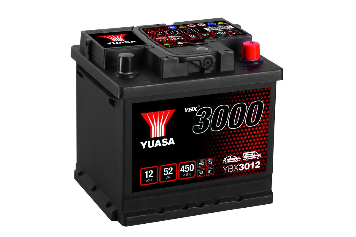 ybx3012 batteria auto yuasa 12volts 52ah 450a positivo destro- lunghezza 207 x larghezza 175 x altezza 190mm
