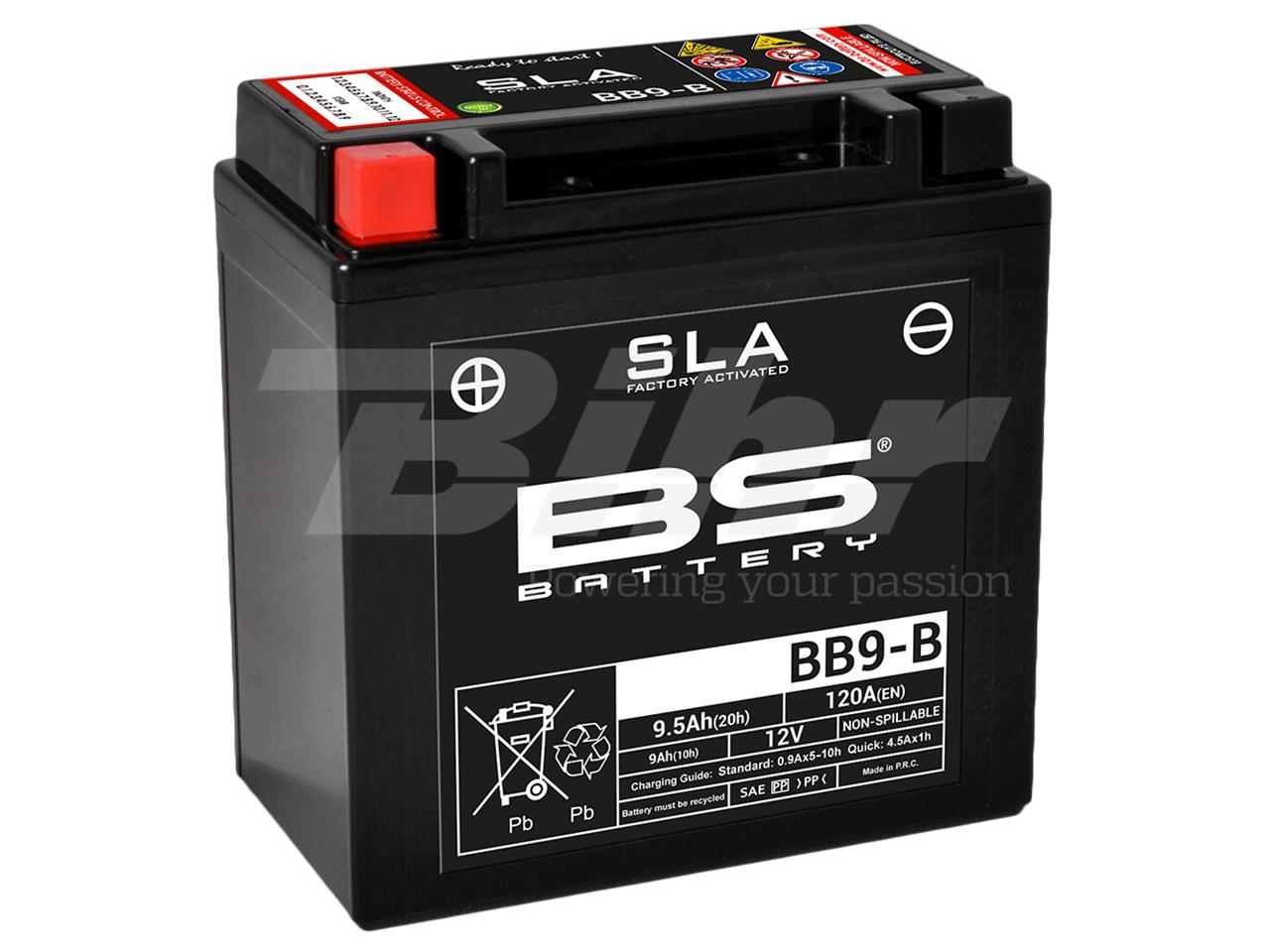 batteria sla bs battery a gel yb9-b 12volts 9,5ah lunghezza 135 x larghezza 75 x altezza 139mm pronta all´uso 246650195 